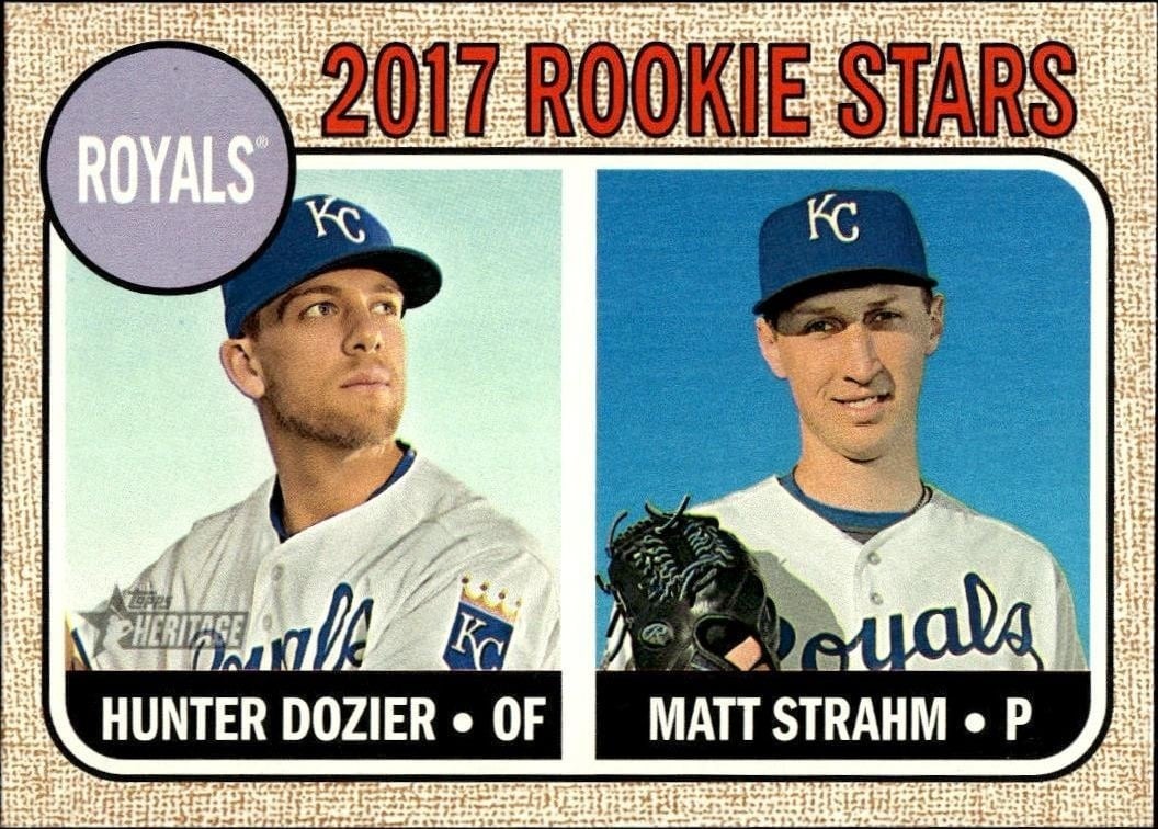 Hunter Dozier 2017 Topps Heritage #203 Baseball Trading Card - Front 2017 Topps Heritage Hunter Dozier #203 baseball trading card front