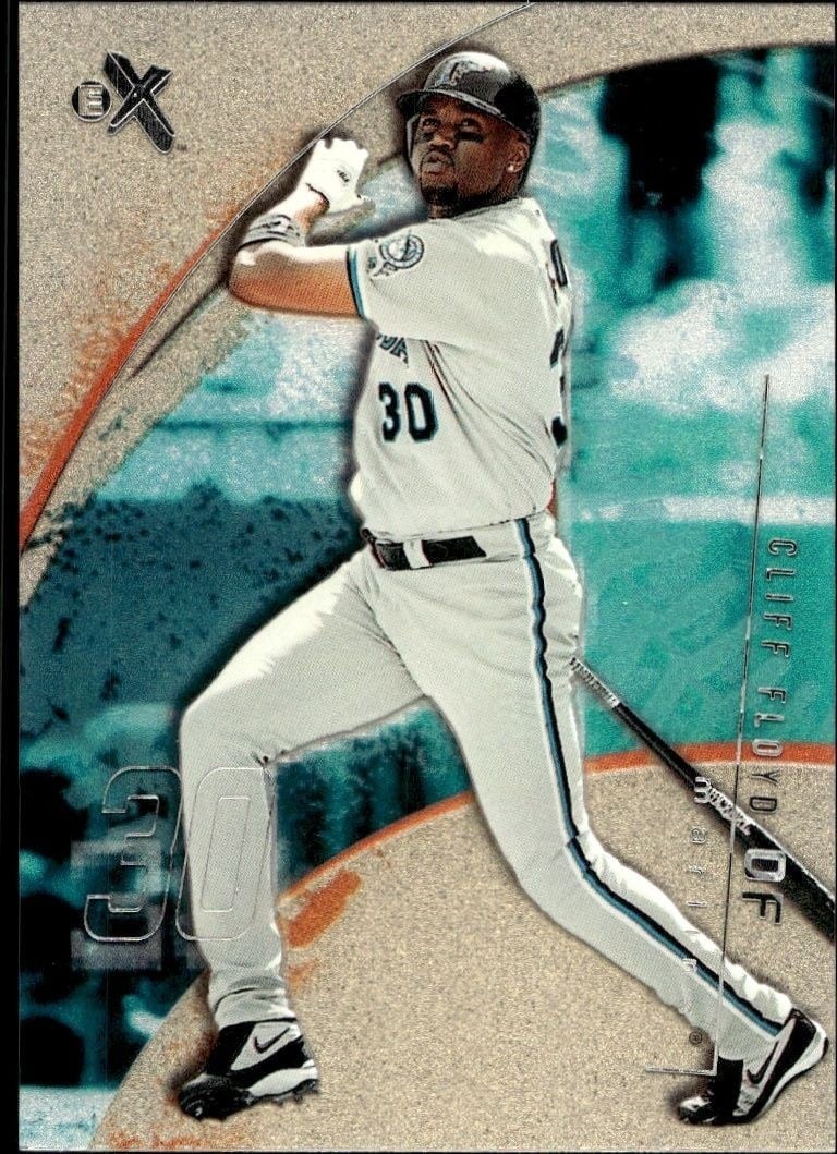 Cliff Floyd 2002 Fleer E-x #45 Baseball Trading Card - Front 2002 Fleer E-x Cliff Floyd #45 baseball trading card front