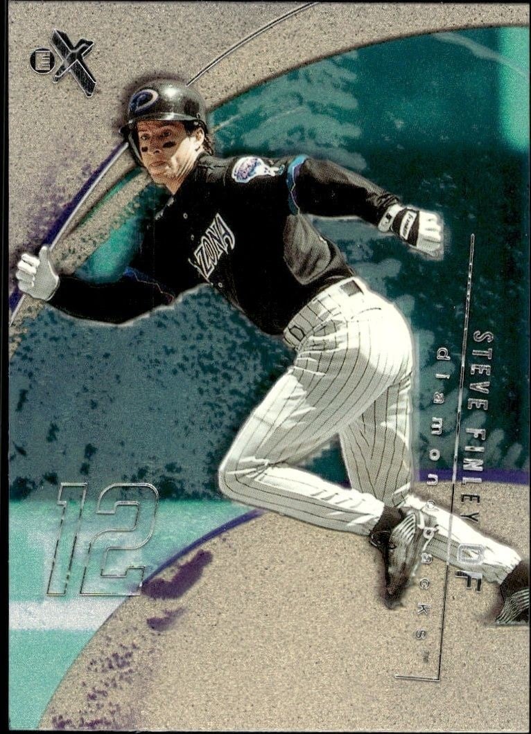 Steve Finley 2002 Fleer E-x #13 Baseball Trading Card - Front 2002 Fleer E-x Steve Finley #13 baseball trading card front
