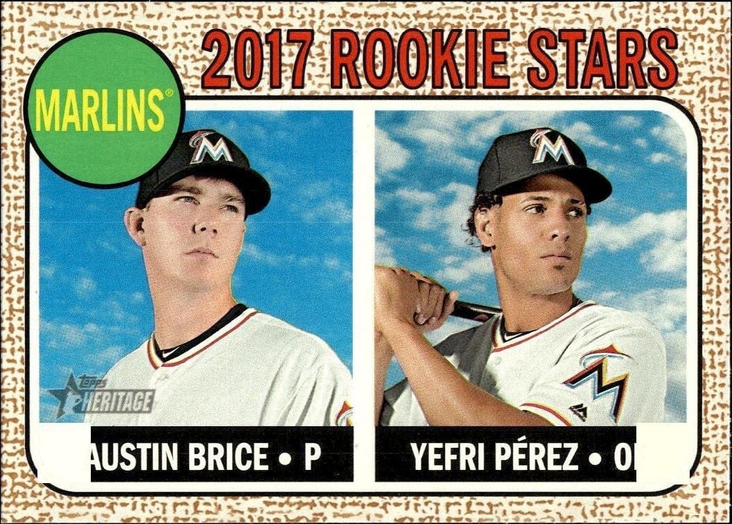 Austin Brice 2017 Topps Heritage #42 Baseball Trading Card - Front 2017 Topps Heritage Austin Brice #42 baseball trading card front