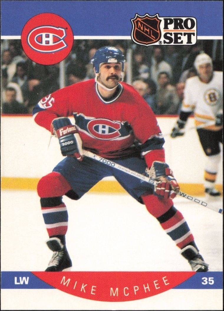 Mike McPhee 1990-91 Pro Set #155 Hockey Trading Card - Front 1990-91 Pro Set Mike McPhee #155 hockey trading card front