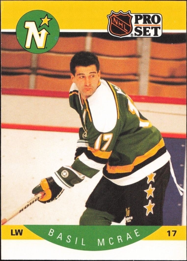 Basil McRae 1990-91 Pro Set #141 Hockey Trading Card - Front 1990-91 Pro Set Basil McRae #141 hockey trading card front