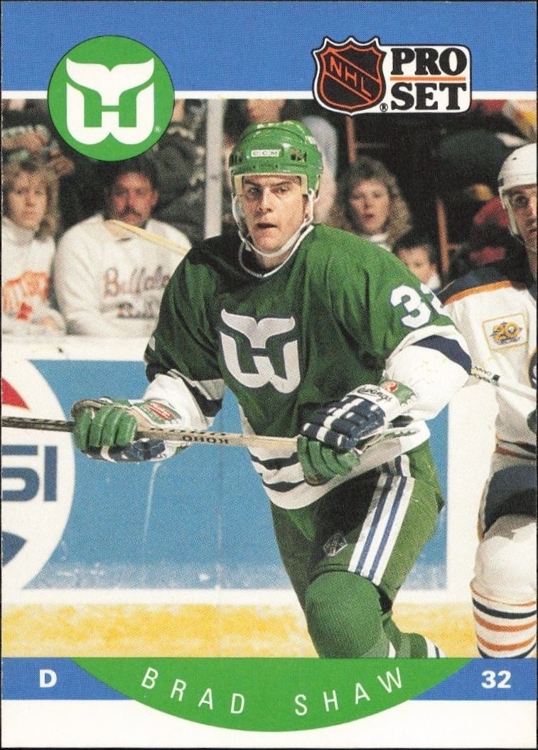 Brad Shaw 1990-91 Pro Set #110 Hockey Trading Card - Front 1990-91 Pro Set Brad Shaw #110 hockey trading card front