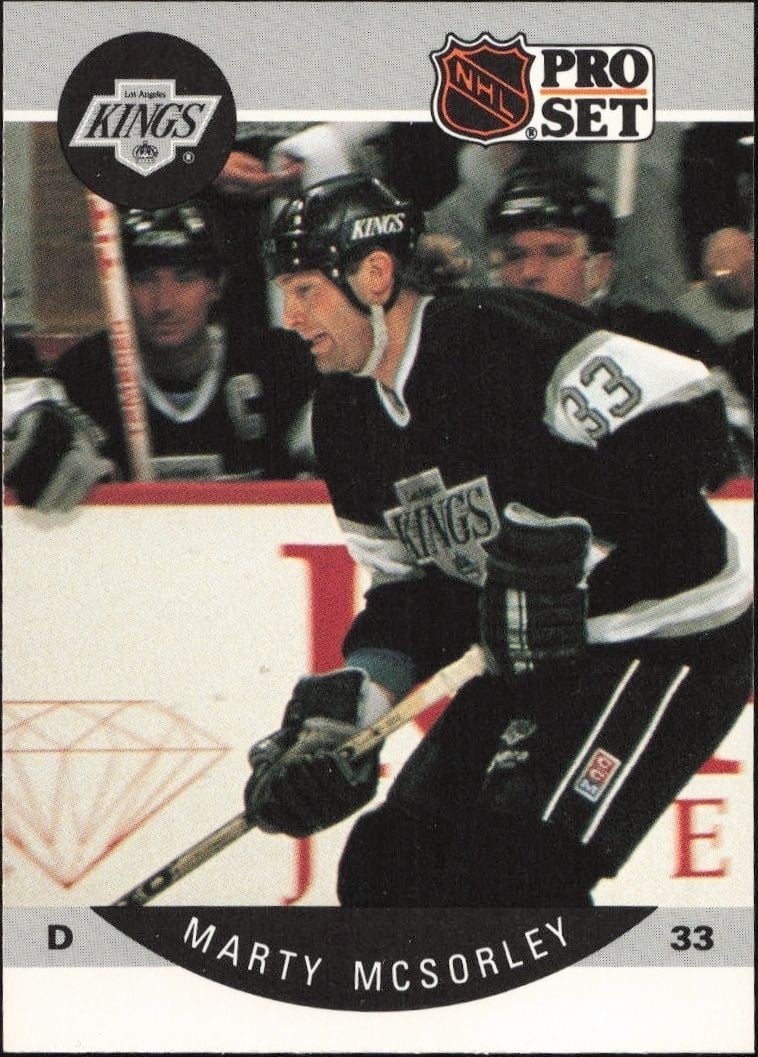 Marty McSorley 1990-91 Pro Set #124 Hockey Trading Card - Front 1990-91 Pro Set Marty McSorley #124 hockey trading card front