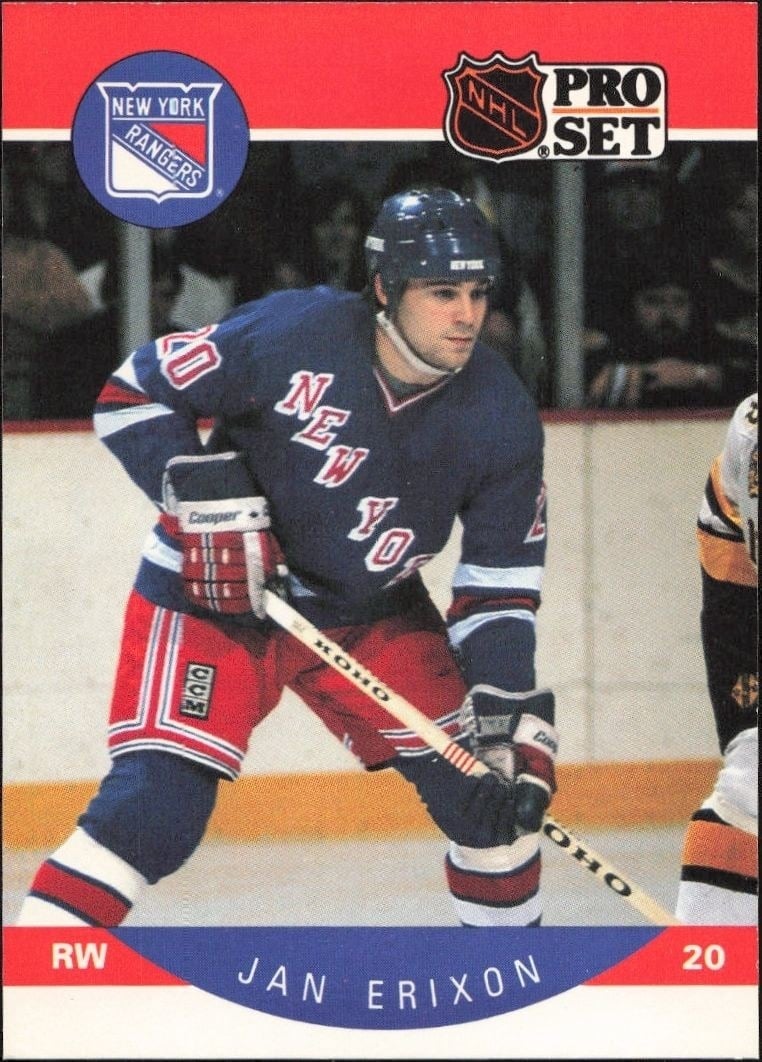 Jan Erixon 1990-91 Pro Set #195 Hockey Trading Card - Front 1990-91 Pro Set Jan Erixon #195 hockey trading card front