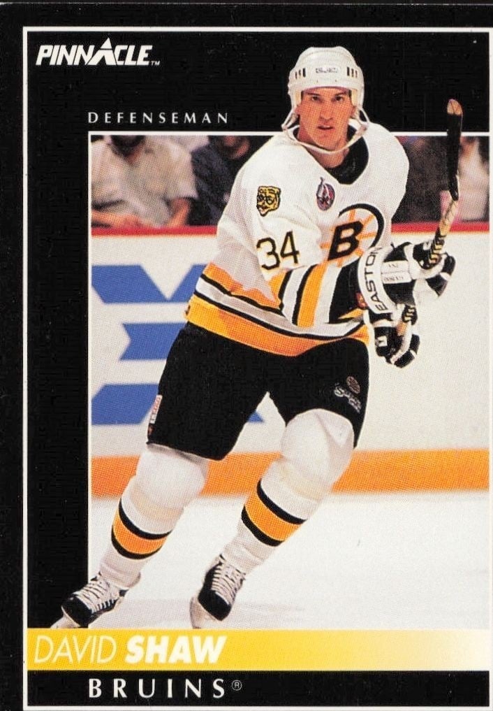 David Shaw 1992-93 Pinnacle #343 Hockey Trading Card - Front 1992-93 Pinnacle David Shaw #343 hockey trading card front