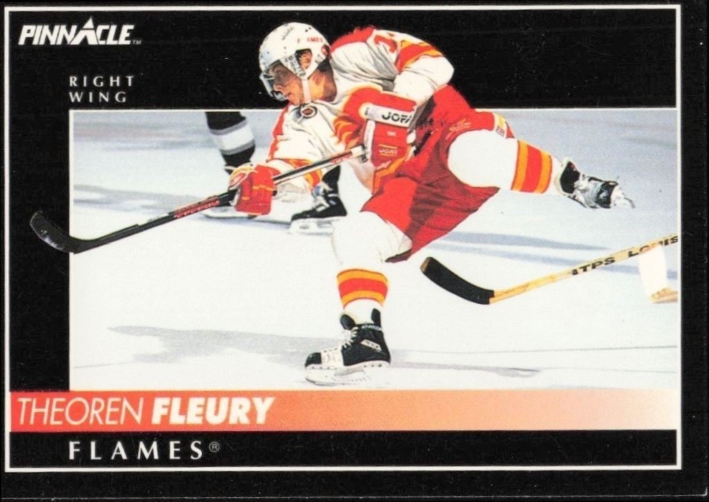 Theoren Fleury 1992-93 Pinnacle #125 Hockey Trading Card - Front 1992-93 Pinnacle Theoren Fleury #125 hockey trading card front