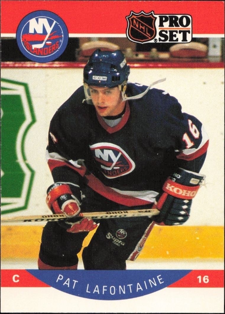 Pat Lafontaine 1990-91 Pro Set #186 Hockey Trading Card - Front 1990-91 Pro Set Pat Lafontaine #186 hockey trading card front