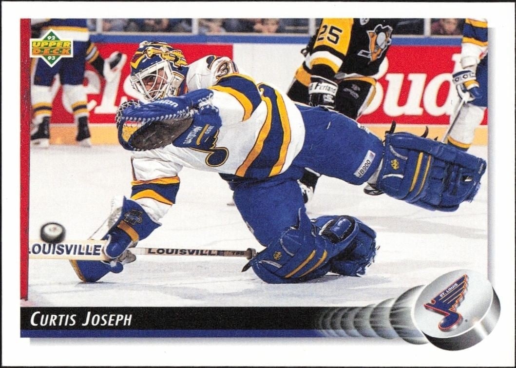 Curtis Joseph 1992-93 Upper Deck #186 Hockey Trading Card - Front 1992-93 Upper Deck Curtis Joseph #186 hockey trading card front