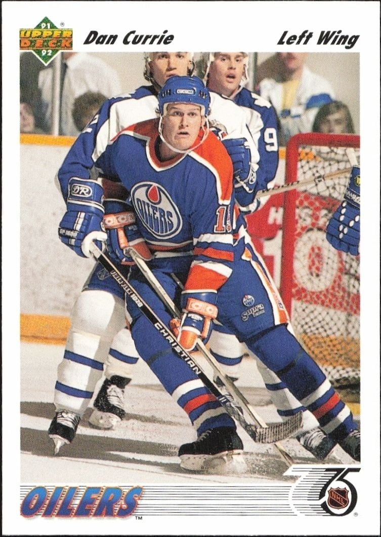 Dan Currie 1991-92 Upper Deck #347 Hockey Trading Card - Front 1991-92 Upper Deck Dan Currie #347 hockey trading card front
