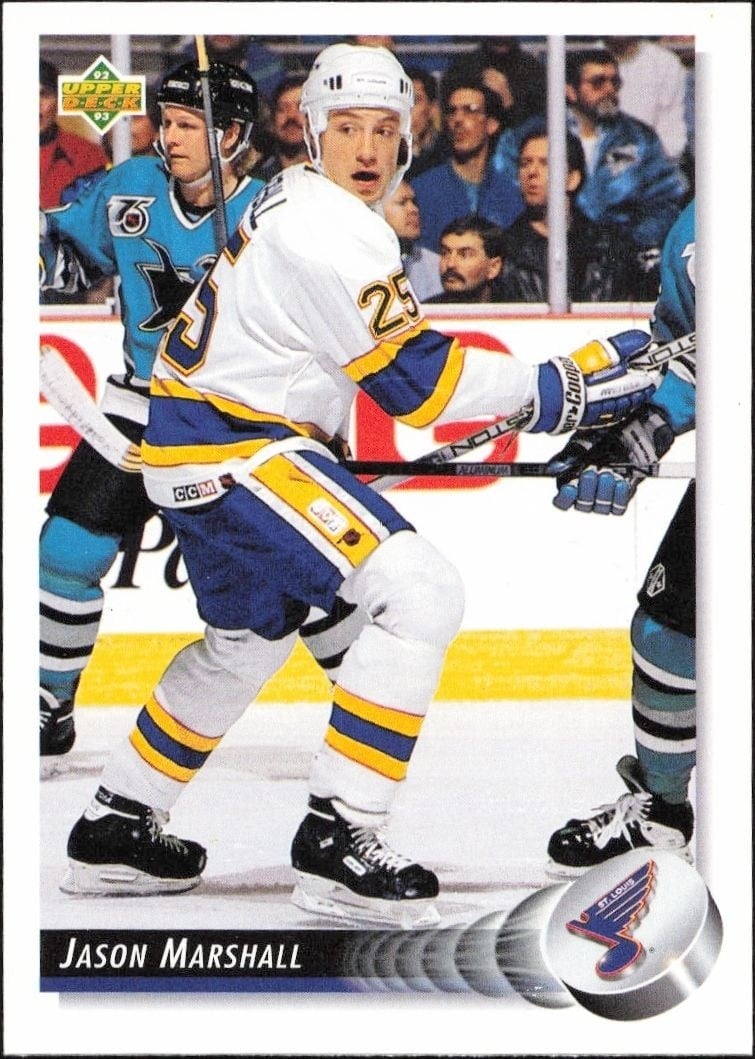 Jason Marshall 1992-93 Upper Deck #68 Hockey Trading Card - Front 1992-93 Upper Deck Jason Marshall #68 hockey trading card front