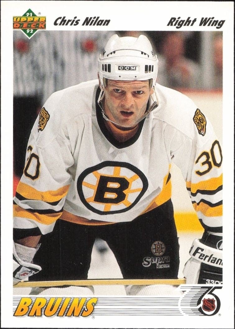 Chris Nilan 1991-92 Upper Deck #237 Hockey Trading Card - Front 1991-92 Upper Deck Chris Nilan #237 hockey trading card front
