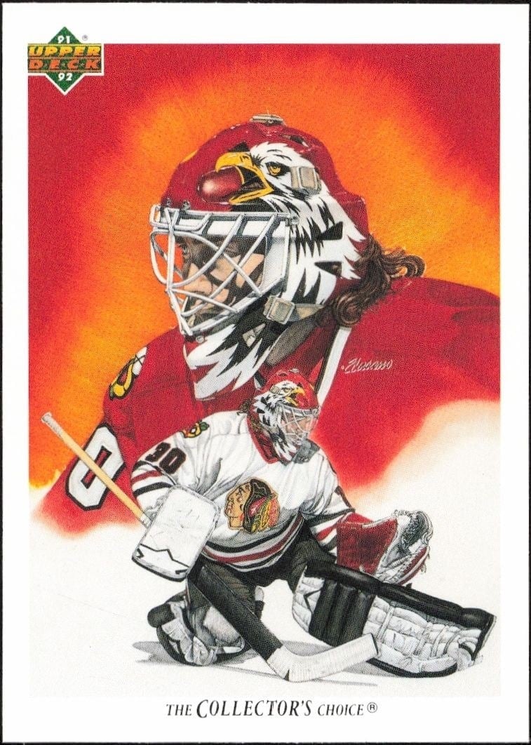 Ed Belfour 1991-92 Upper Deck #81 Hockey Trading Card - Front 1991-92 Upper Deck Ed Belfour #81 hockey trading card front