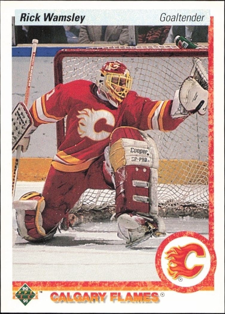 Rick Wamsley 1990-91 Upper Deck #10 Hockey Trading Card - Front 1990-91 Upper Deck Rick Wamsley #10 hockey trading card front
