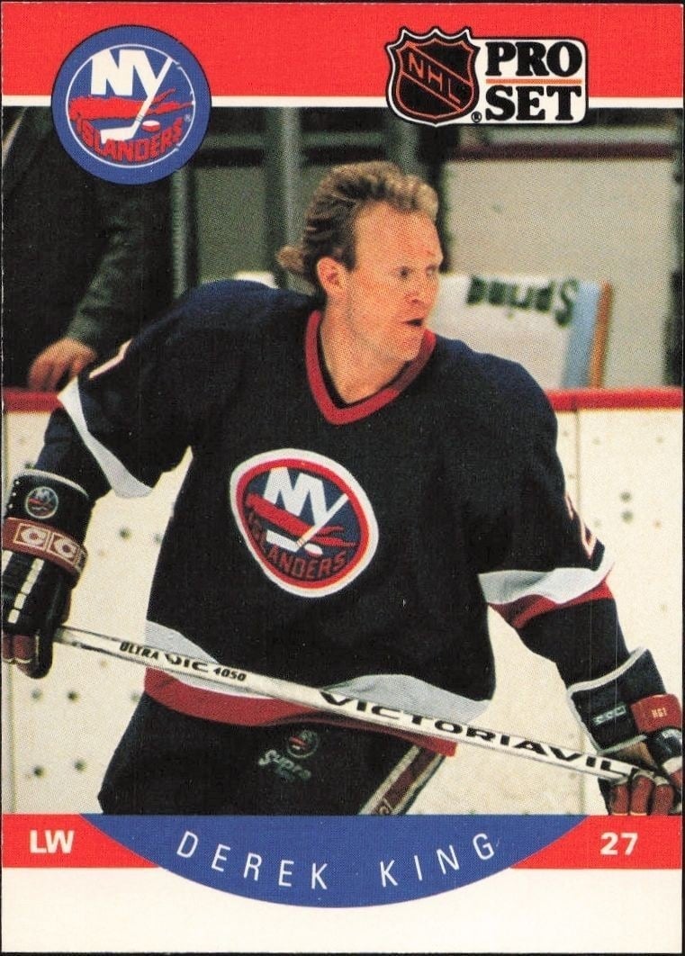 Derek King 1990-91 Pro Set #185 Hockey Trading Card - Front 1990-91 Pro Set Derek King #185 hockey trading card front
