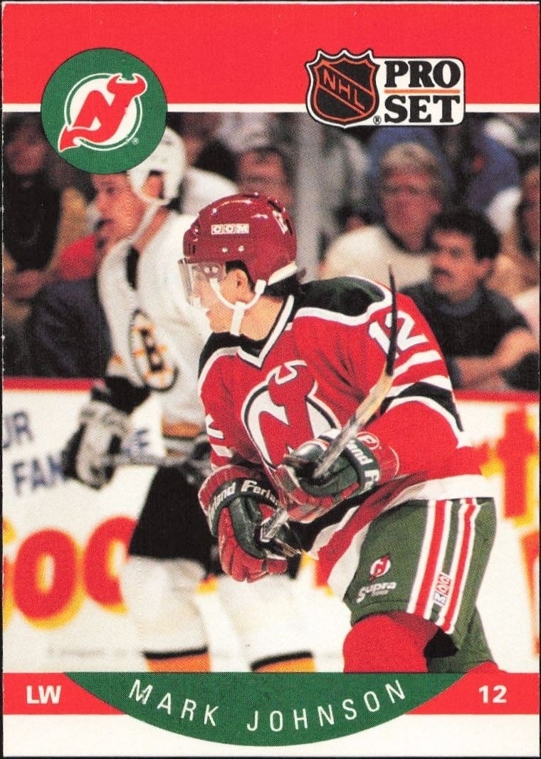 Mark Johnson 1990-91 Pro Set #168 Hockey Trading Card - Front 1990-91 Pro Set Mark Johnson #168 hockey trading card front