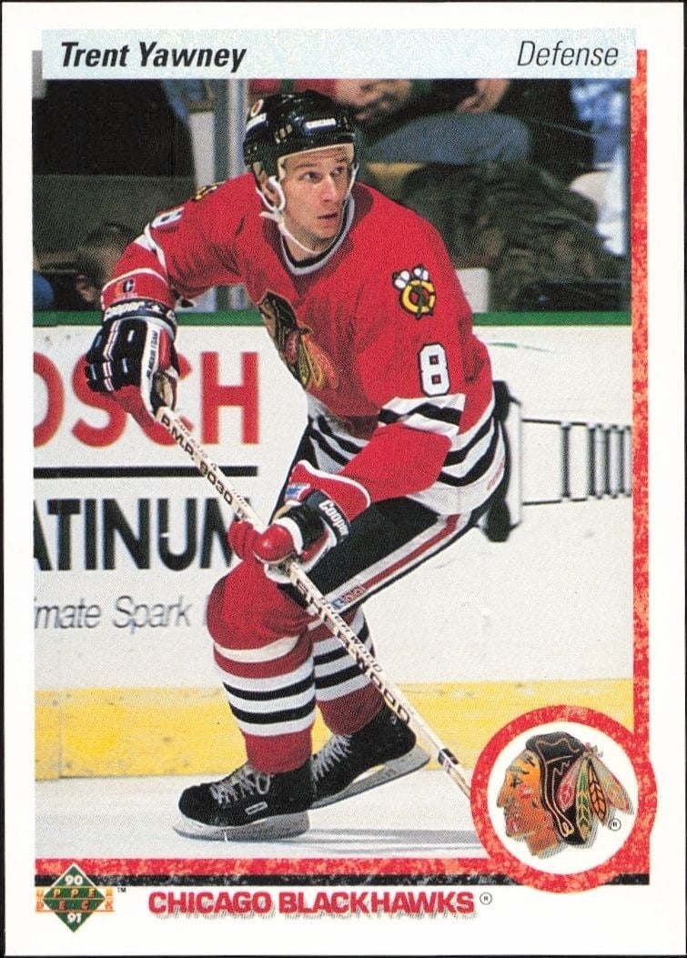 Trent Yawney 1990-91 Upper Deck #82 Hockey Trading Card - Front 1990-91 Upper Deck Trent Yawney #82 hockey trading card front