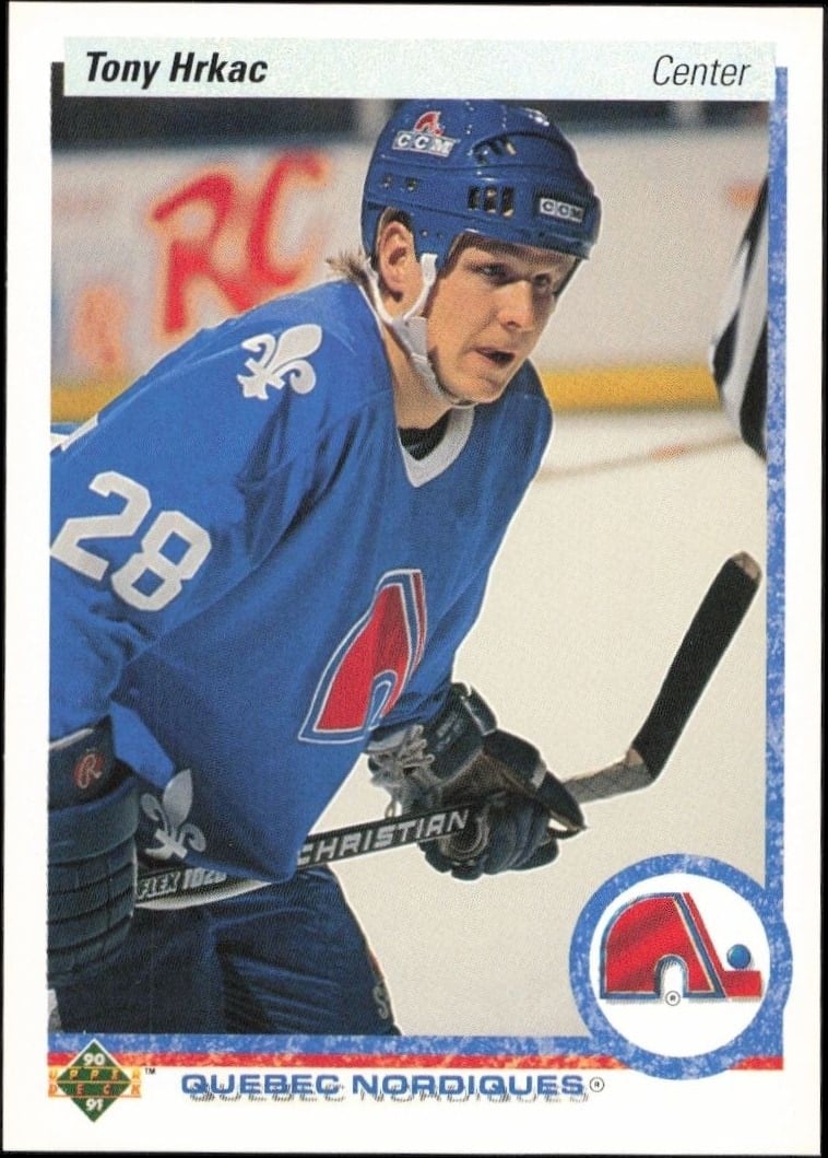 Tony Hrkac 1990-91 Upper Deck #184 Hockey Trading Card - Front 1990-91 Upper Deck Tony Hrkac #184 hockey trading card front