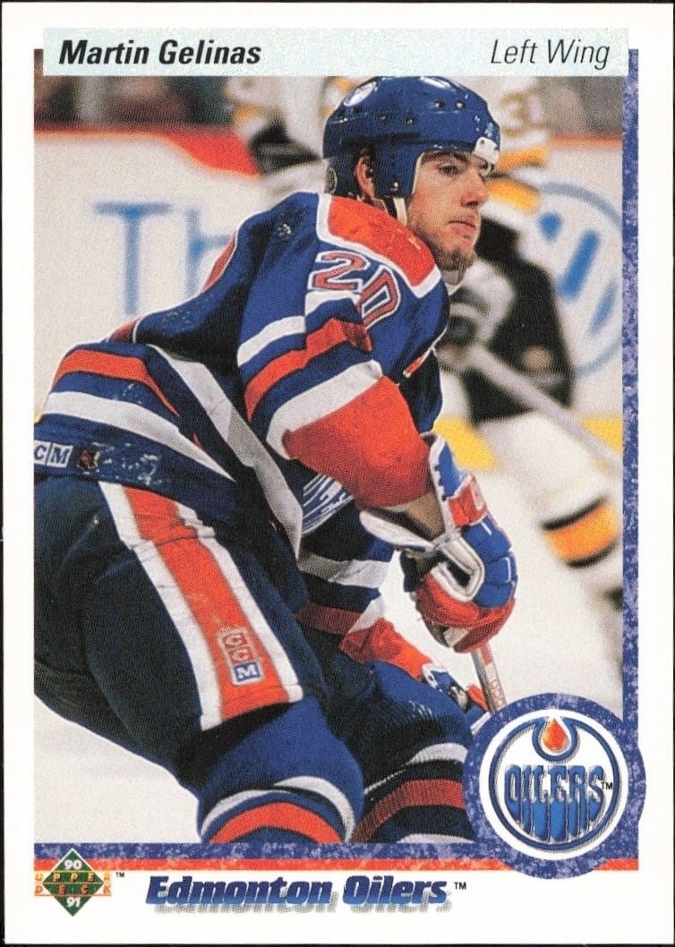 Martin Gelinas 1990-91 Upper Deck #23 Hockey Trading Card - Front 1990-91 Upper Deck Martin Gelinas #23 hockey trading card front