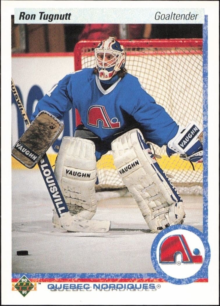 Ron Tugnutt 1990-91 Upper Deck #27 Hockey Trading Card - Front 1990-91 Upper Deck Ron Tugnutt #27 hockey trading card front