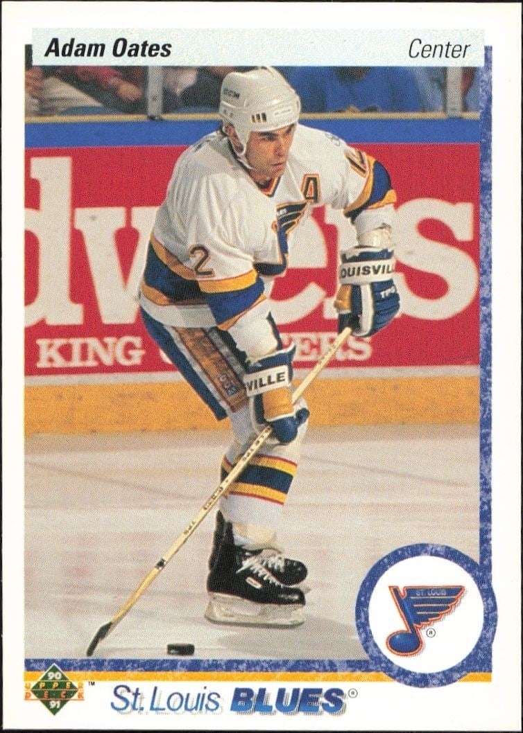 Adam Oates 1990-91 Upper Deck #173 Hockey Trading Card - Front 1990-91 Upper Deck Adam Oates #173 hockey trading card front