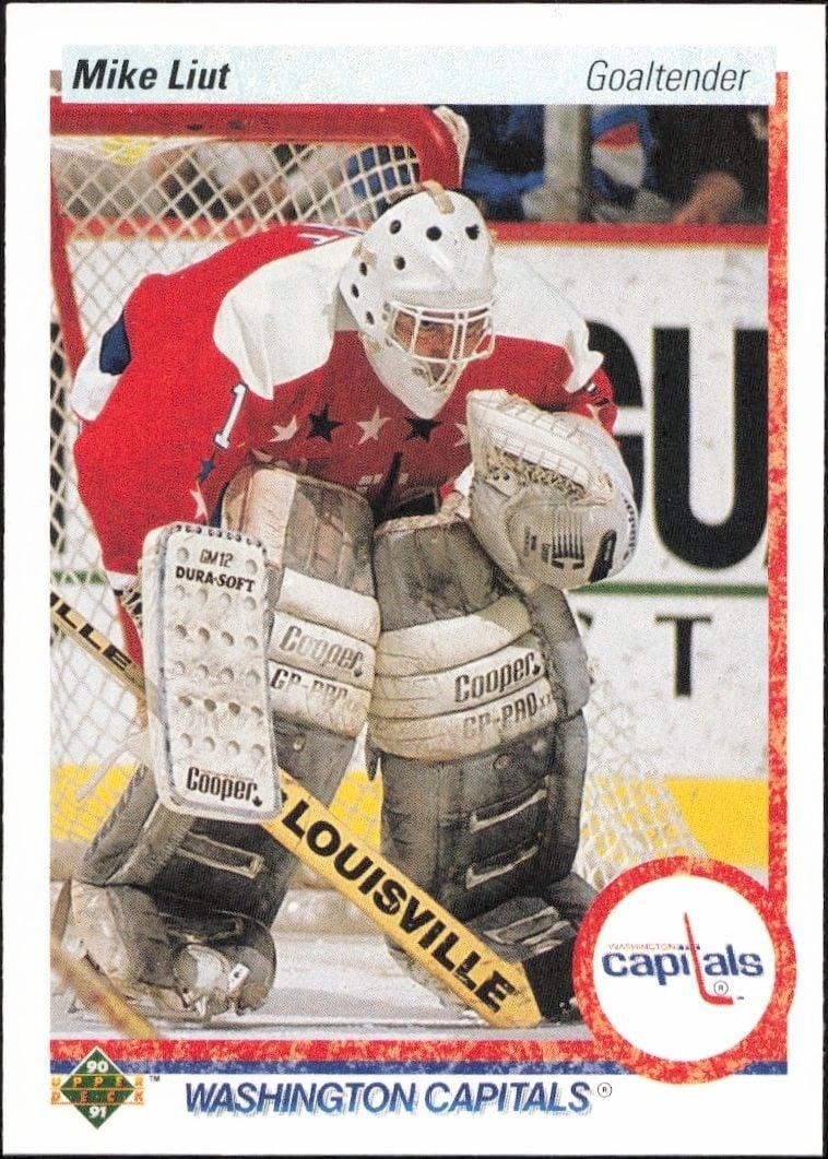 Mike Liut 1990-91 Upper Deck #127 Hockey Trading Card - Front 1990-91 Upper Deck Mike Liut #127 hockey trading card front