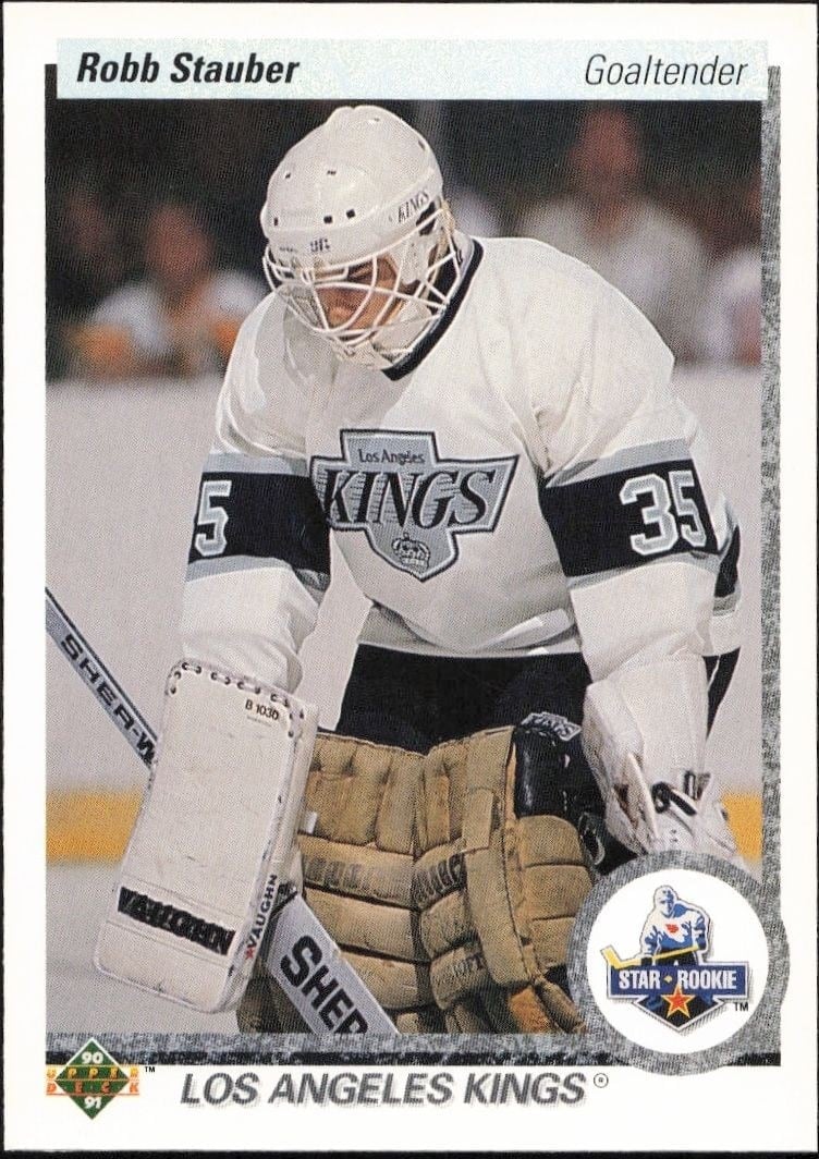 Robb Stauber 1990-91 Upper Deck #165 Hockey Trading Card - Front 1990-91 Upper Deck Robb Stauber #165 hockey trading card front