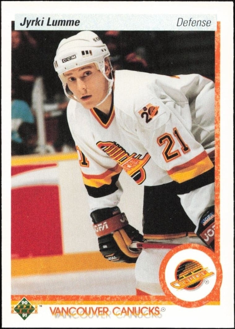 Jyrki Lumme 1990-91 Upper Deck #297 Hockey Trading Card - Front 1990-91 Upper Deck Jyrki Lumme #297 hockey trading card front
