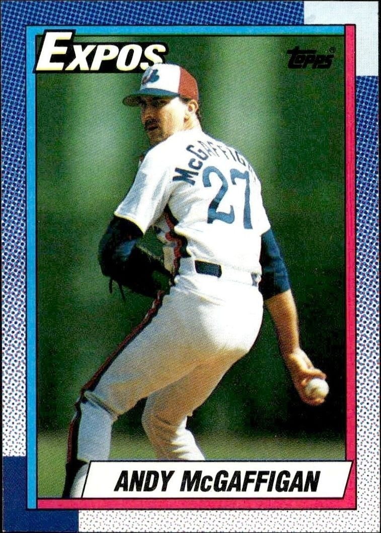 Andy McGaffigan 1990 Topps #559 Baseball Trading Card - Front 1990 Topps Andy McGaffigan #559 baseball trading card front