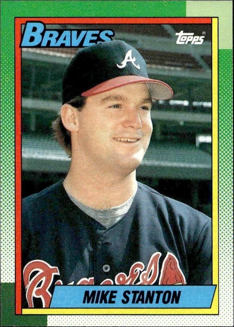 Mike Stanton 1990 Topps #694 Baseball Trading Card - Front 1990 Topps Mike Stanton #694 baseball trading card front