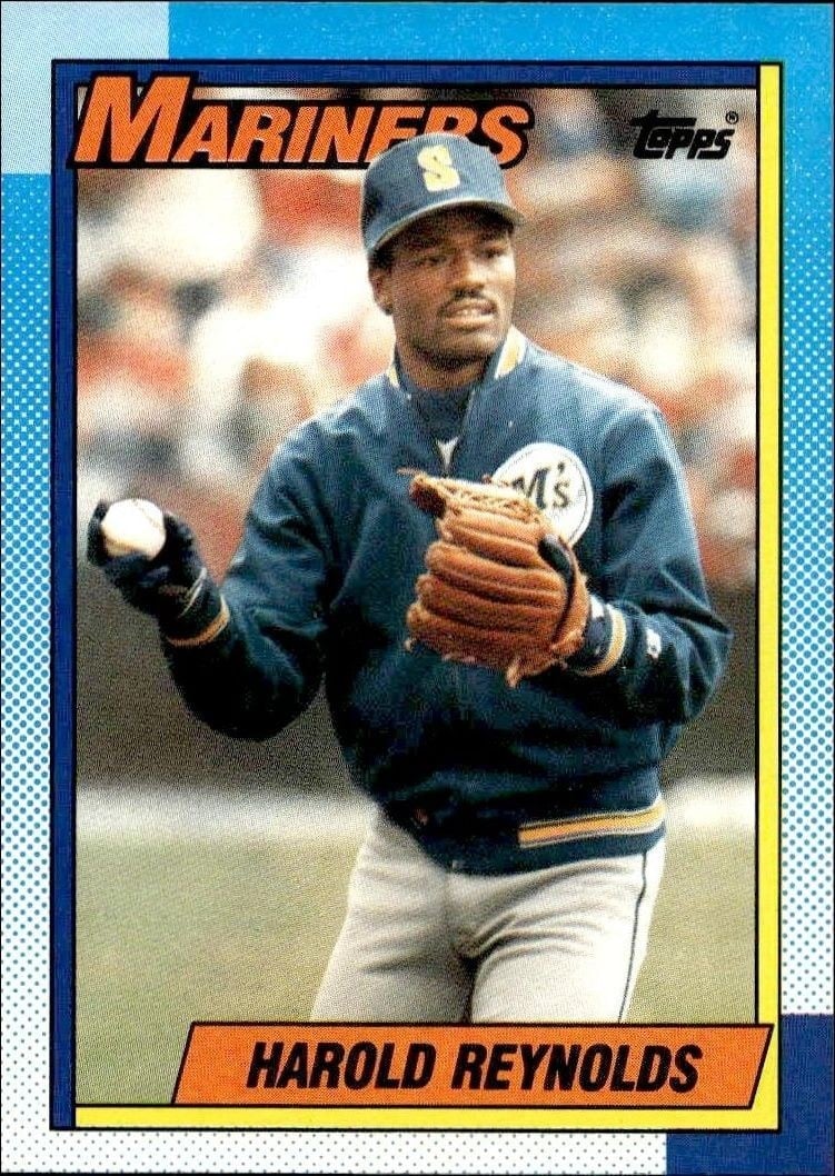Harold Reynolds 1990 Topps #161 Baseball Trading Card - Front 1990 Topps Harold Reynolds #161 baseball trading card front