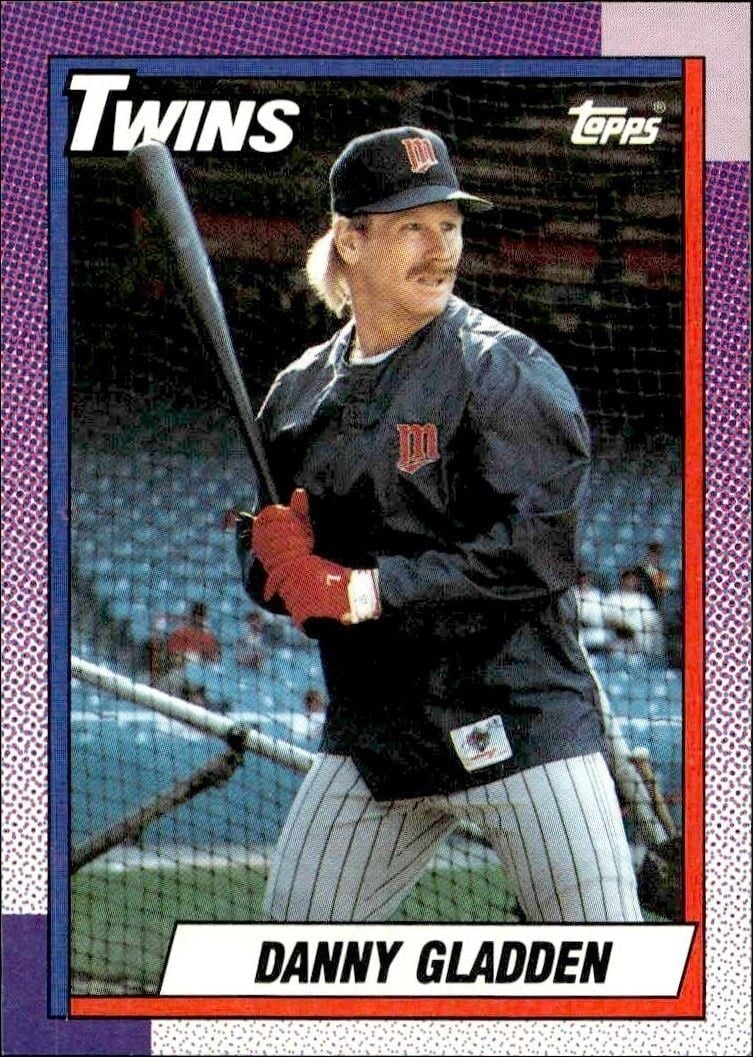 Danny Gladden 1990 Topps #298 Baseball Trading Card - Front 1990 Topps Danny Gladden #298 baseball trading card front