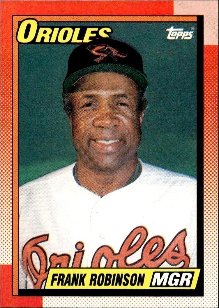 Frank Robinson 1990 Topps #381 Baseball Trading Card - Front 1990 Topps Frank Robinson #381 baseball trading card front