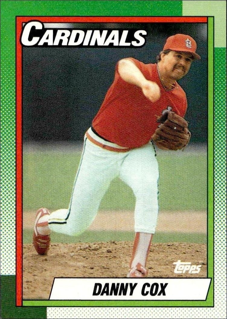 Danny Cox 1990 Topps #184 Baseball Trading Card - Front 1990 Topps Danny Cox #184 baseball trading card front