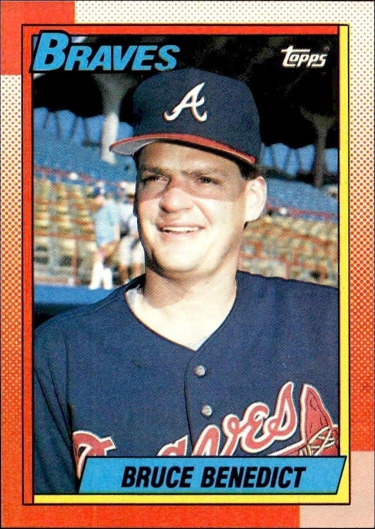 Bruce Benedict 1990 Topps #583 Baseball Trading Card - Front 1990 Topps Bruce Benedict #583 baseball trading card front