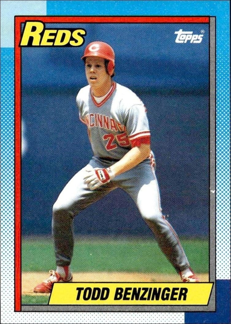 Todd Benzinger 1990 Topps #712 Baseball Trading Card - Front 1990 Topps Todd Benzinger #712 baseball trading card front