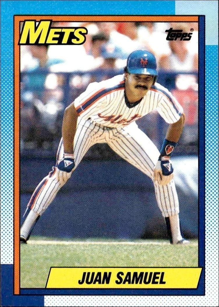 Juan Samuel 1990 Topps #85 Baseball Trading Card - Front 1990 Topps Juan Samuel #85 baseball trading card front