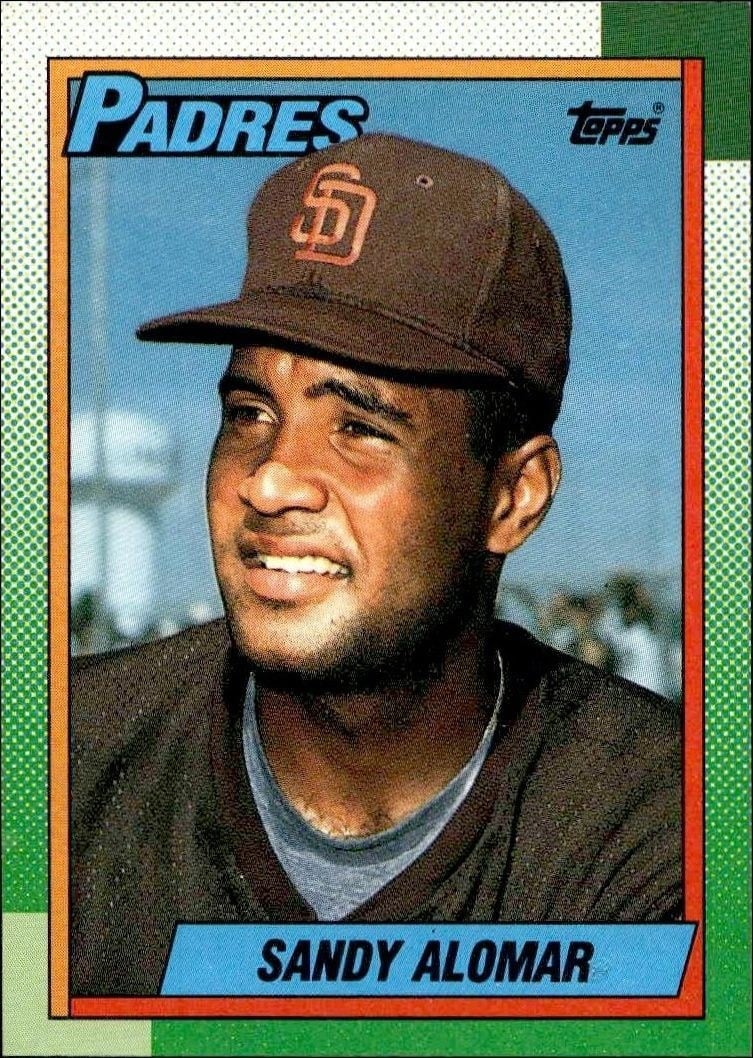 Sandy Alomar 1990 Topps #353 Baseball Trading Card - Front 1990 Topps Sandy Alomar #353 baseball trading card front