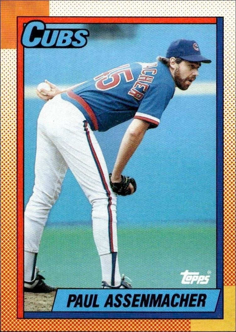Paul Assenmacher 1990 Topps #644 Baseball Trading Card - Front 1990 Topps Paul Assenmacher #644 baseball trading card front