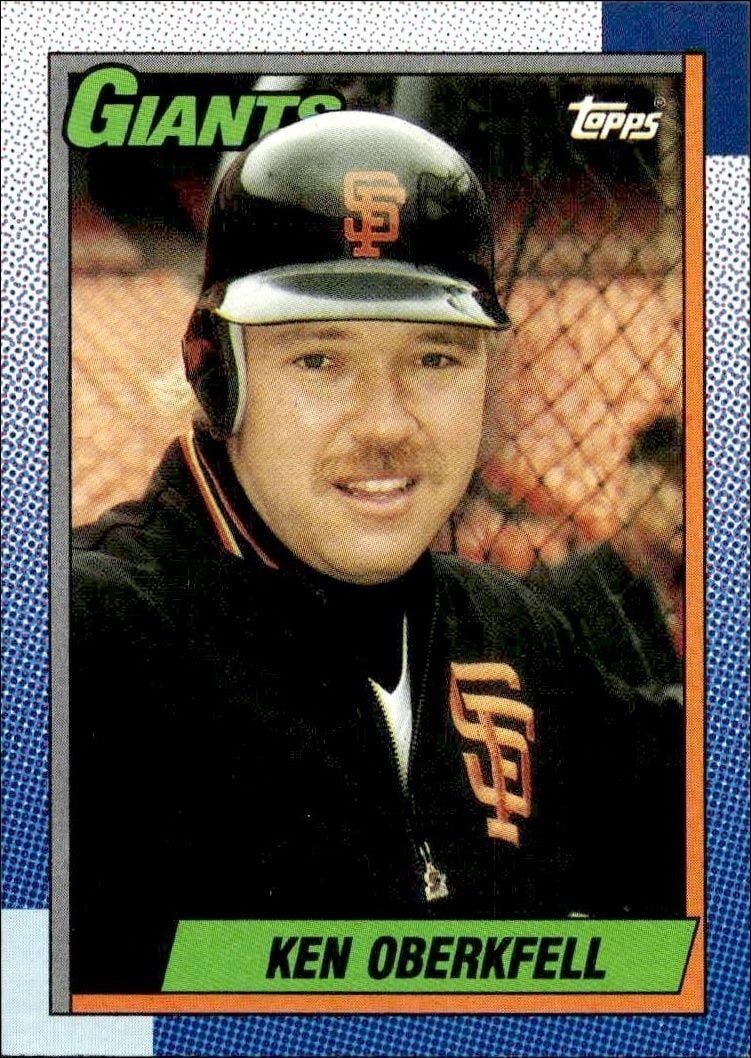 Ken Oberkfell 1990 Topps #488 Baseball Trading Card - Front 1990 Topps Ken Oberkfell #488 baseball trading card front