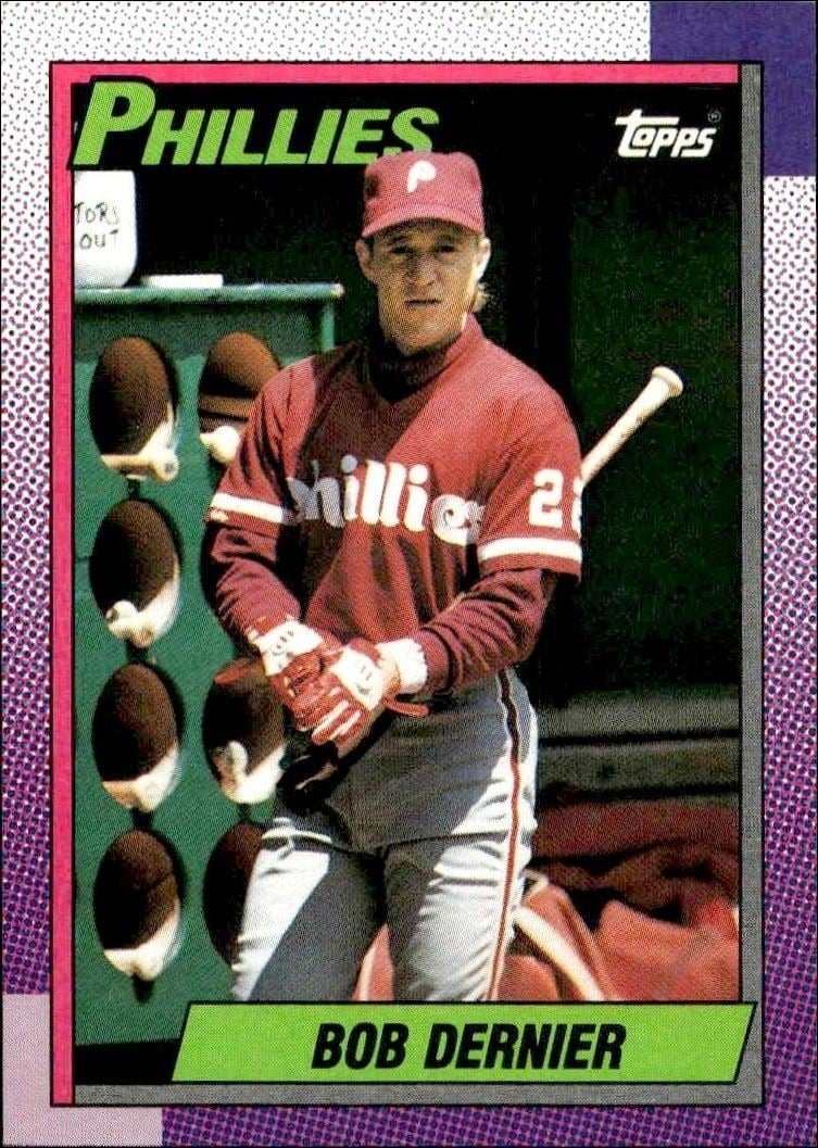 Bob Dernier 1990 Topps #204 Baseball Trading Card - Front 1990 Topps Bob Dernier #204 baseball trading card front