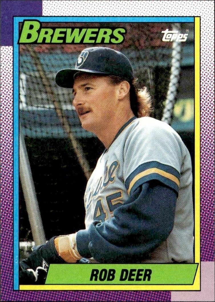 Rob Deer 1990 Topps #615 Baseball Trading Card - Front 1990 Topps Rob Deer #615 baseball trading card front