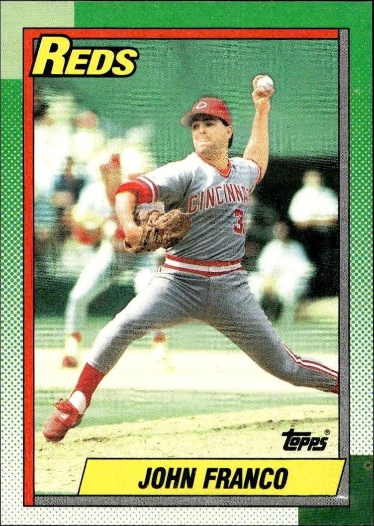John Franco 1990 Topps #120 Baseball Trading Card - Front 1990 Topps John Franco #120 baseball trading card front