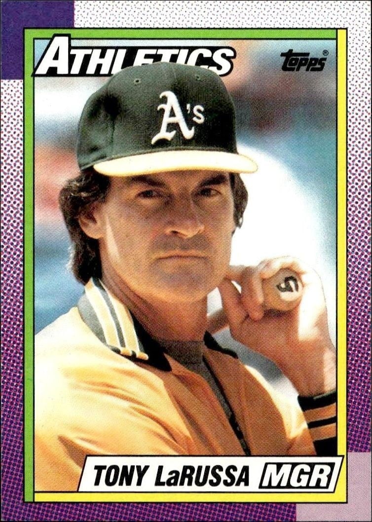 Tony LaRussa 1990 Topps #639 Baseball Trading Card - Front 1990 Topps Tony LaRussa #639 baseball trading card front