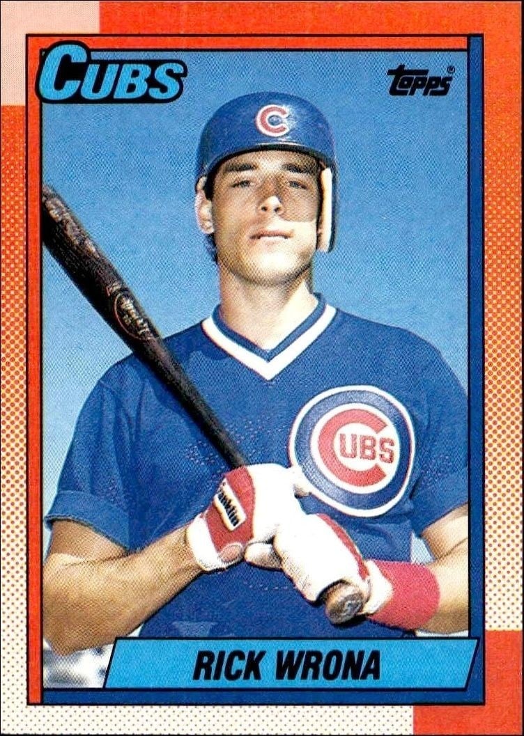 Rick Wrona 1990 Topps #187 Baseball Trading Card - Front 1990 Topps Rick Wrona #187 baseball trading card front