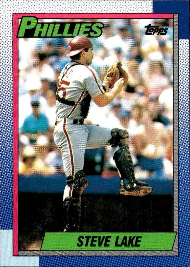 Steve Lake 1990 Topps #183 Baseball Trading Card - Front 1990 Topps Steve Lake #183 baseball trading card front