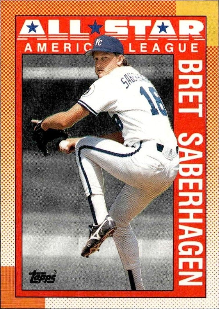 Bret Saberhagen 1990 Topps #393 Baseball Trading Card - Front 1990 Topps Bret Saberhagen #393 baseball trading card front