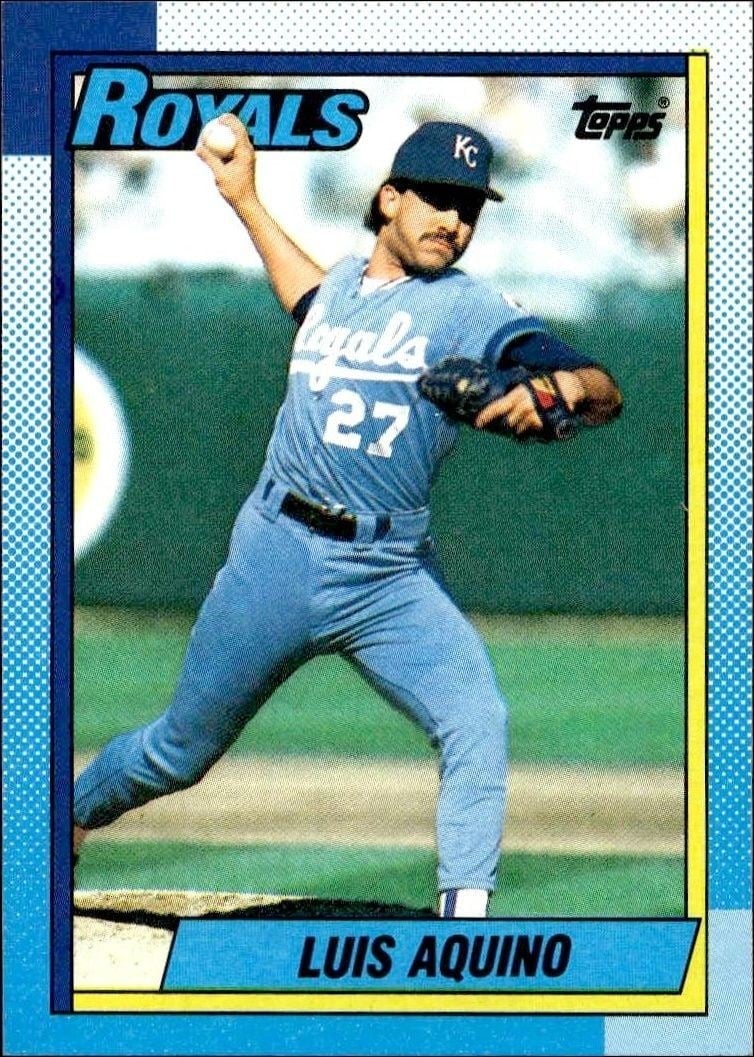 Luis Aquino 1990 Topps #707 Baseball Trading Card - Front 1990 Topps Luis Aquino #707 baseball trading card front