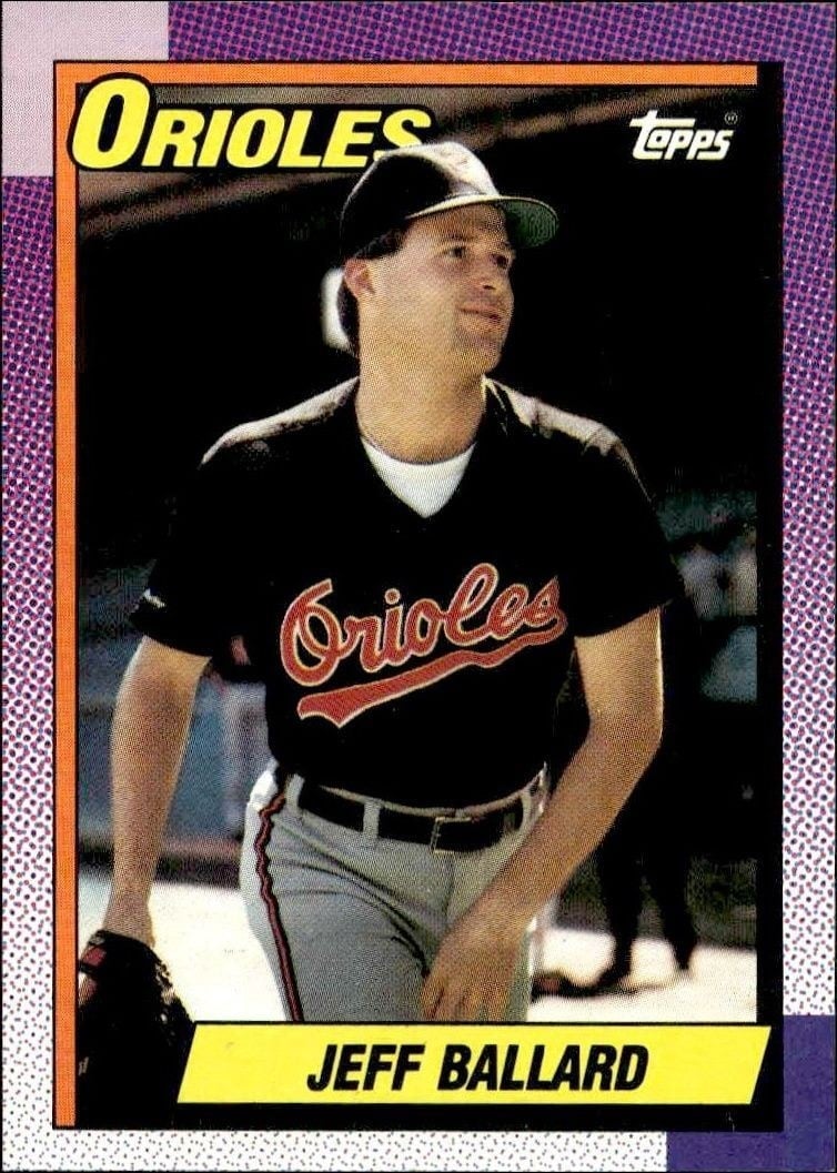 Jeff Ballard 1990 Topps #296 Baseball Trading Card - Front 1990 Topps Jeff Ballard #296 baseball trading card front