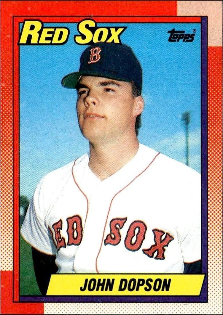 John Dopson 1990 Topps #733 Baseball Trading Card - Front 1990 Topps John Dopson #733 baseball trading card front